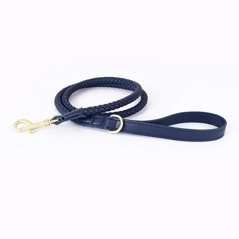Boutique Braided Leather Dog Collar + Leash Set – Eco-Friendly, Durable, Stylish