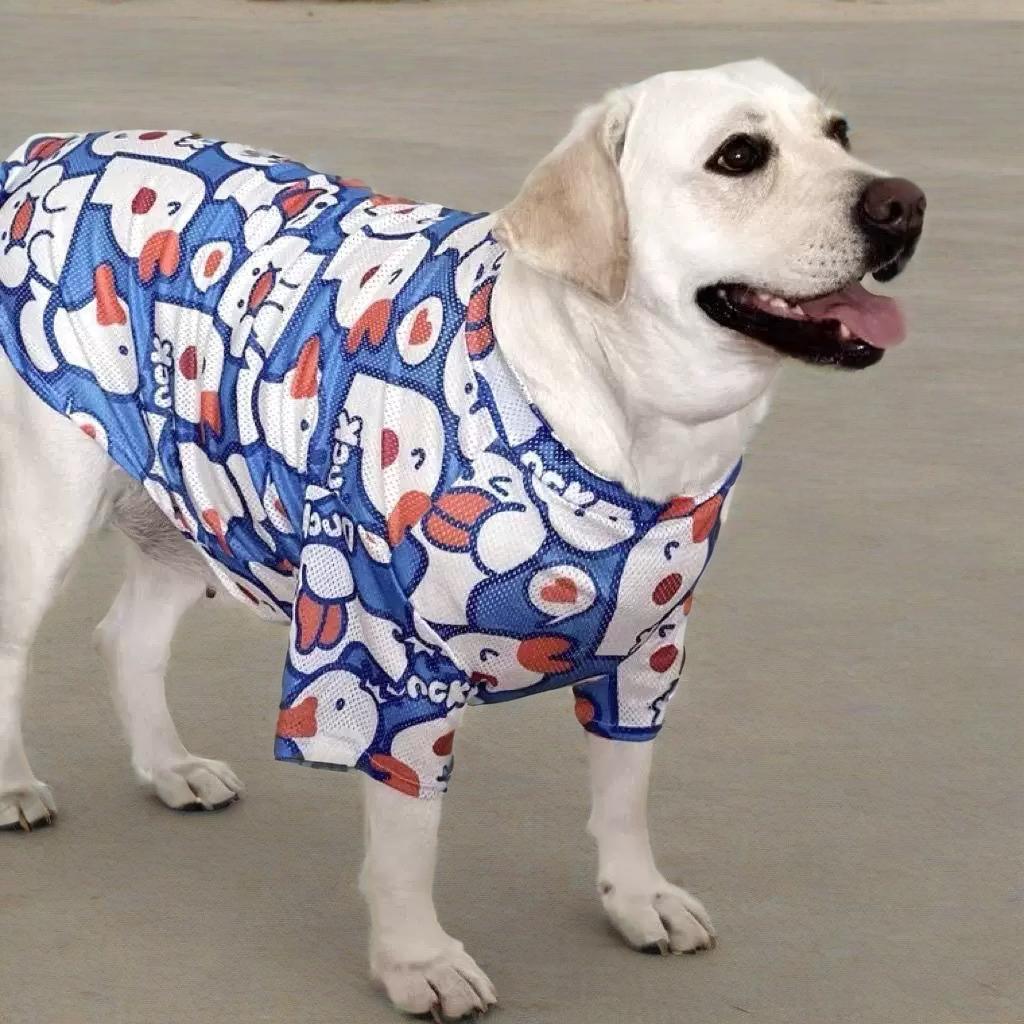 Large Dog Sun Shirt with Cartoon Prints