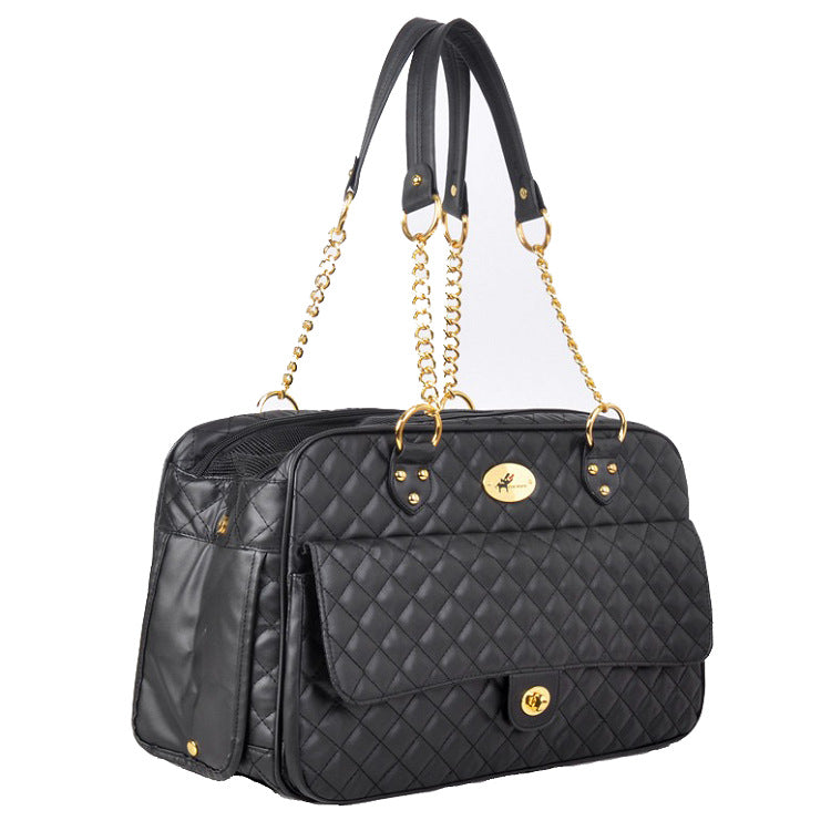 Black Quilted Pet Carrier Handbag