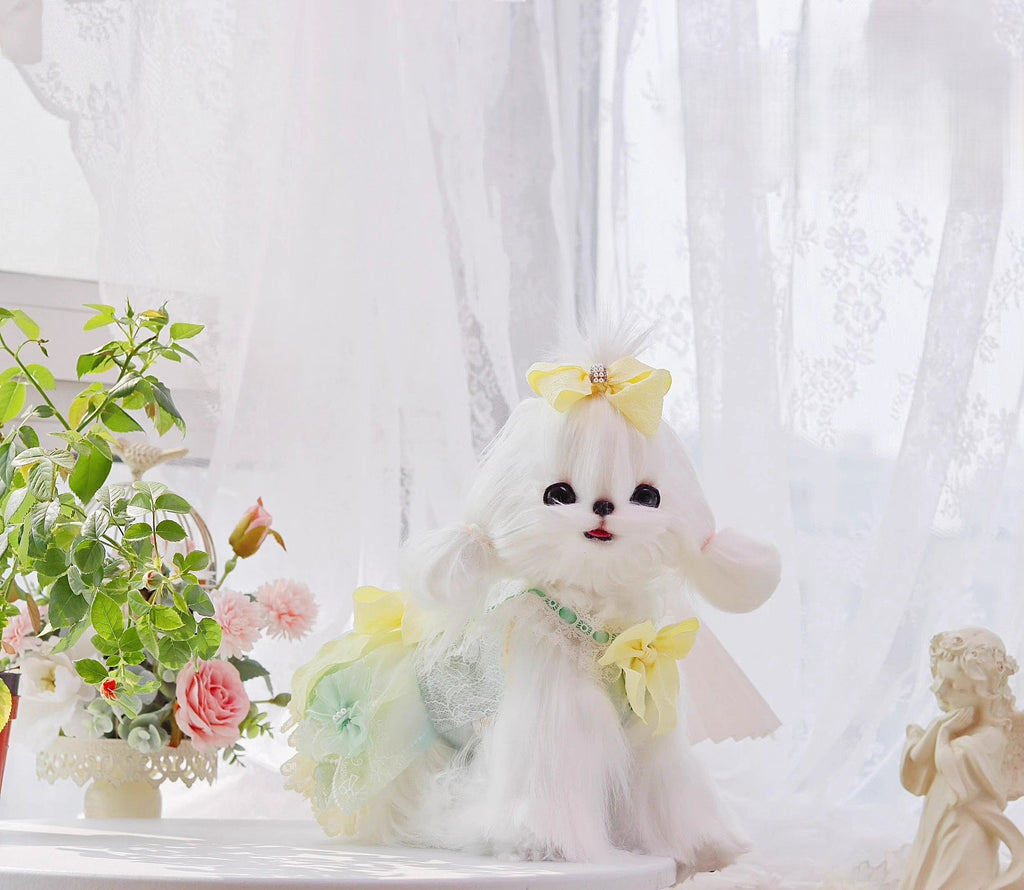 Yellow Lace Bowknot Dog Dress