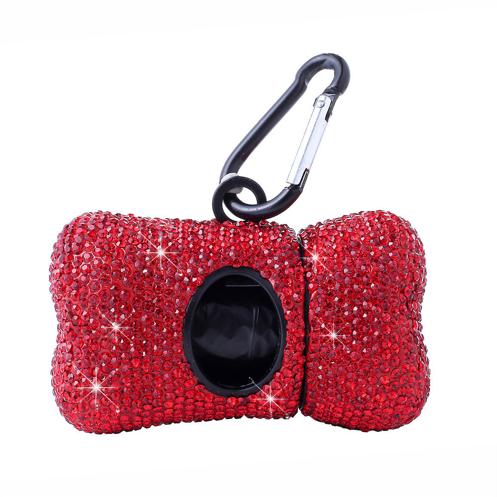 Rhinestone Bone Dog Waste Bag Holder