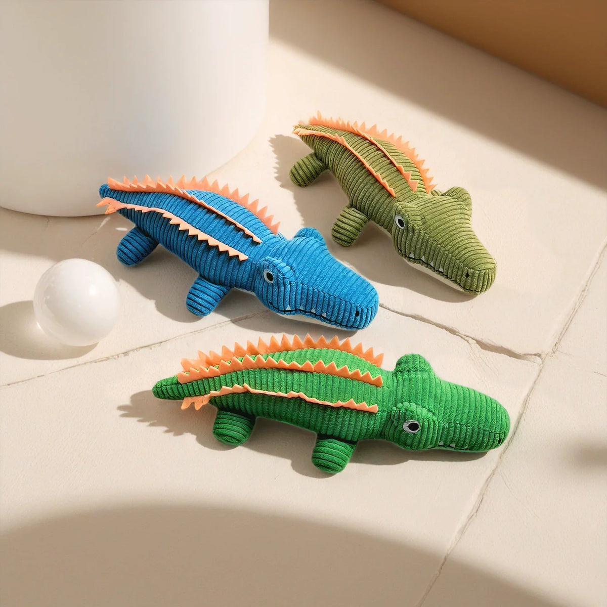 Corduroy Alligator Plush Squeaky Dog Toy