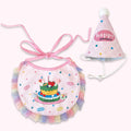 Pink Cake Pet Birthday Hat and Bib Set