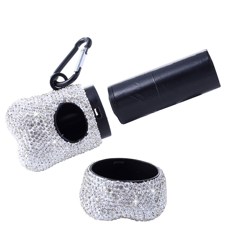 Rhinestone Bone Dog Waste Bag Holder