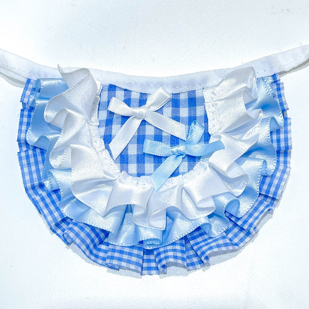 Gingham Ruffle Pet Bib with Satin Bows