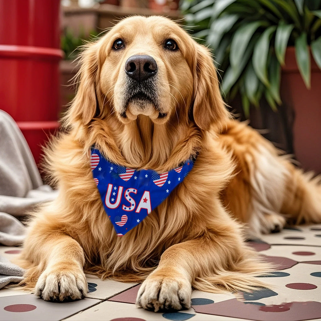 Blue USA Heart Print Dog Bandana