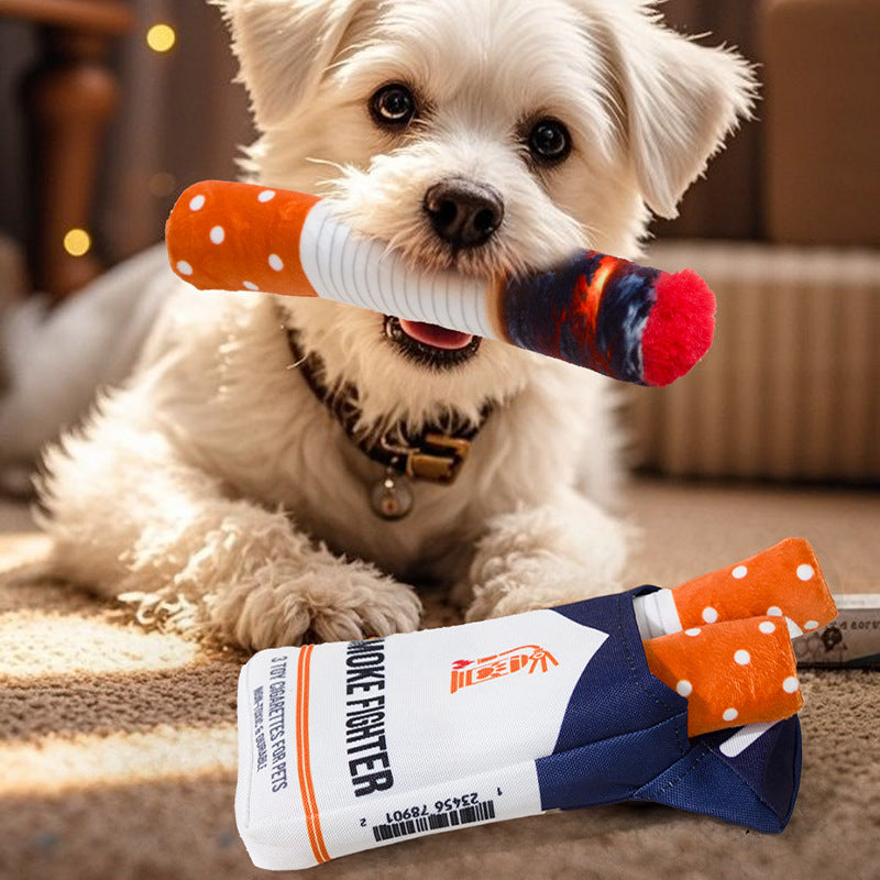 Cigarette Pack Plush Squeaky Dog Toy Set
