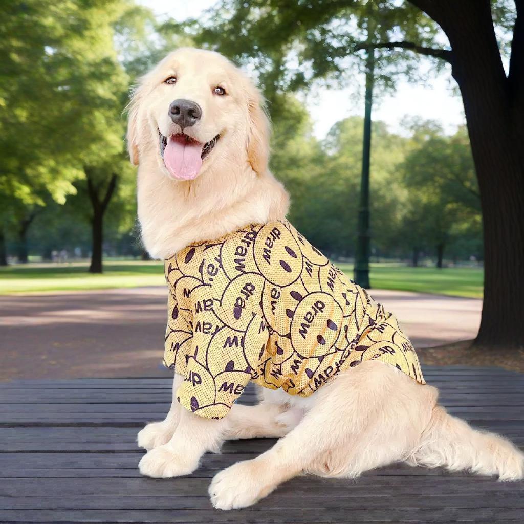 Large Dog Sun Shirt with Cartoon Prints