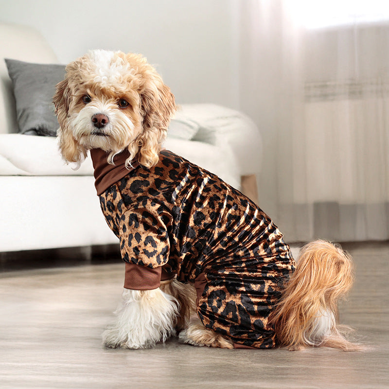 Leopard Print Four-Leg Dog Pajamas