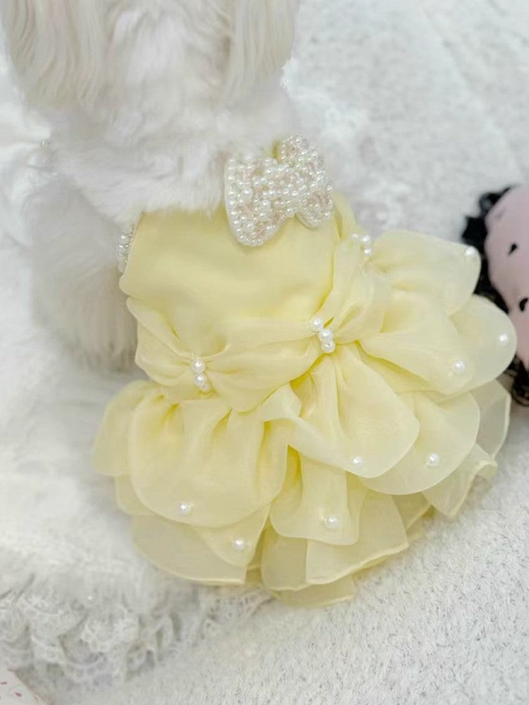Yellow Pearl Princess Dog Dress
