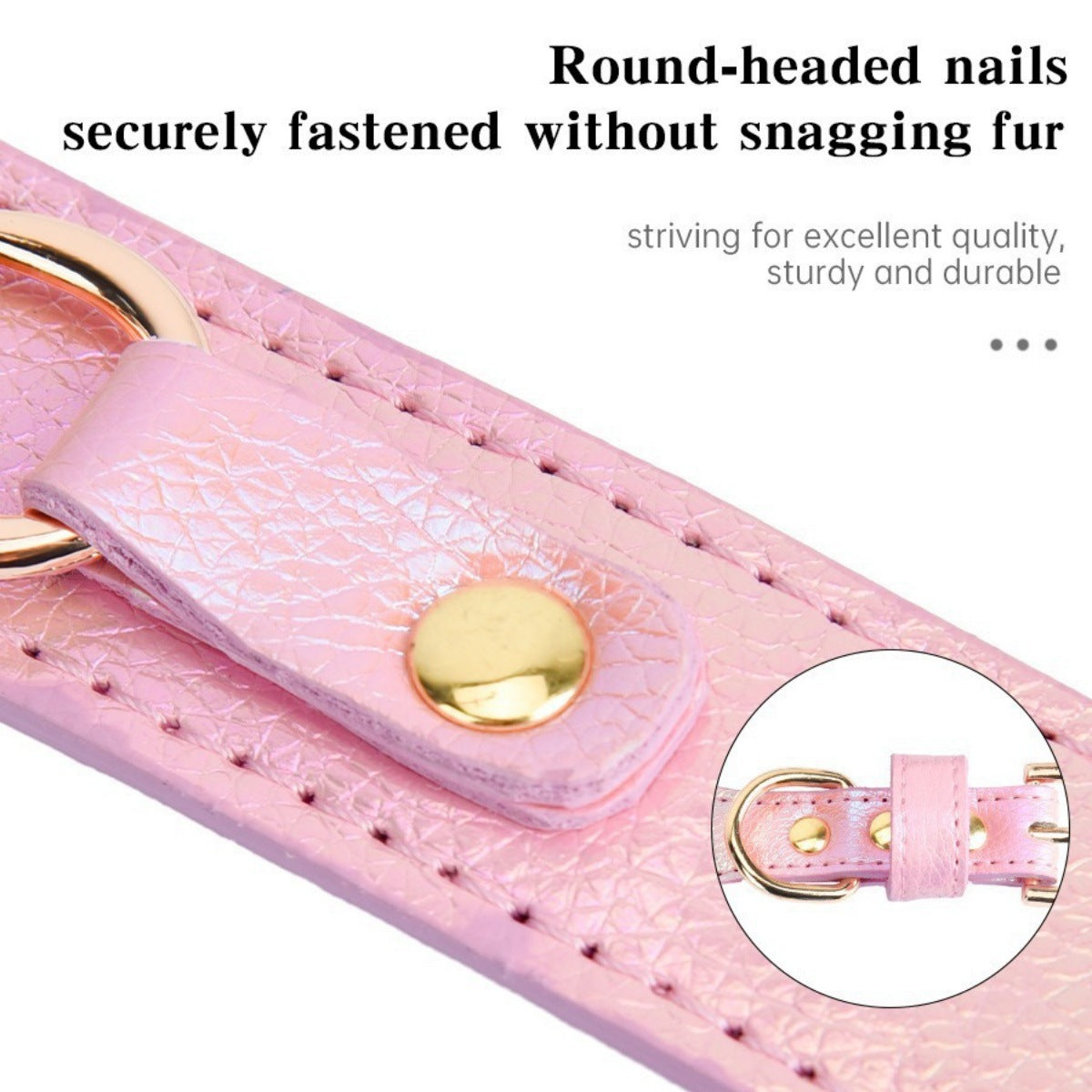 Adjustable PU Leather Dog Collar with Crystal Heart Charm