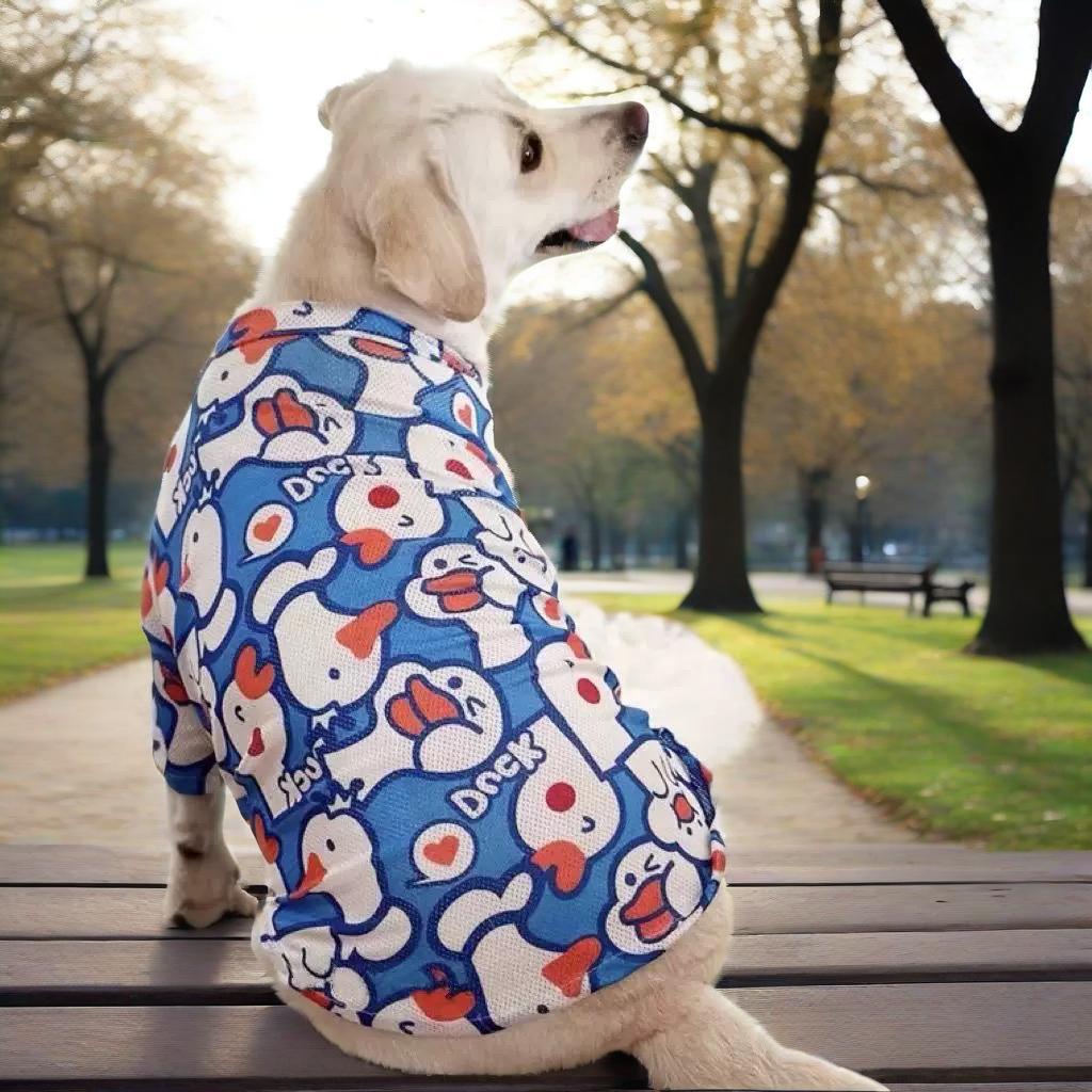 Large Dog Sun Shirt with Cartoon Prints