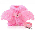 Angel Wings Lace Dog Harness & Leash Set – Pearl Detail Soft Mesh Pet Vest