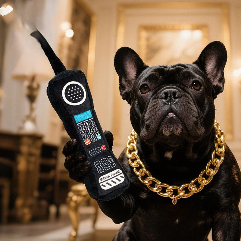 Retro Brick Phone Plush Squeaky Dog Toy