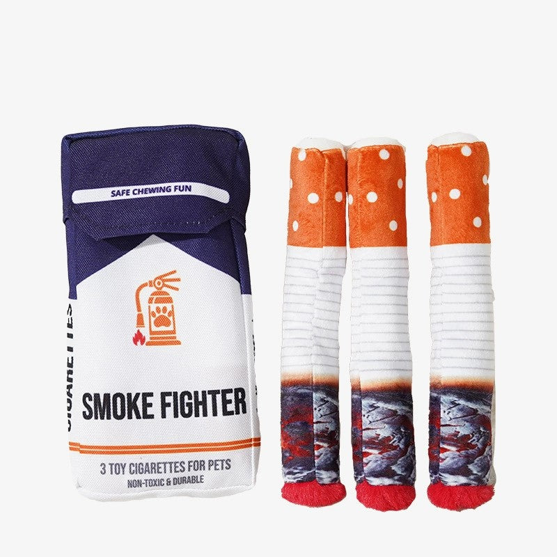 Cigarette Pack Plush Squeaky Dog Toy Set