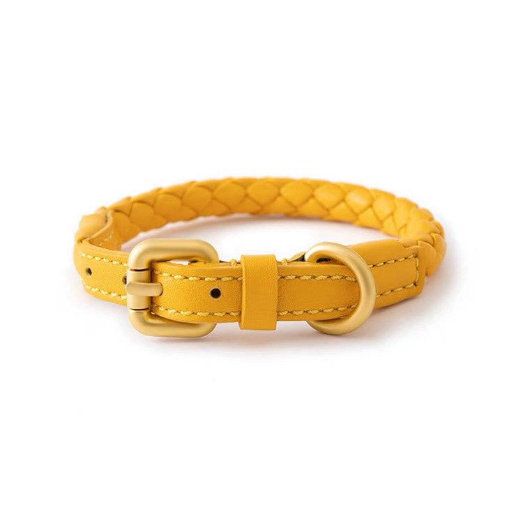 Boutique Braided Leather Dog Collar + Leash Set – Eco-Friendly, Durable, Stylish