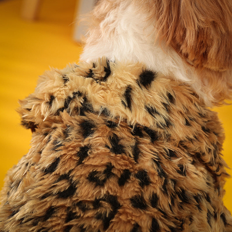 Leopard Print Fur Dog Coat