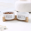 White Ceramic Food and Water Bowl Set