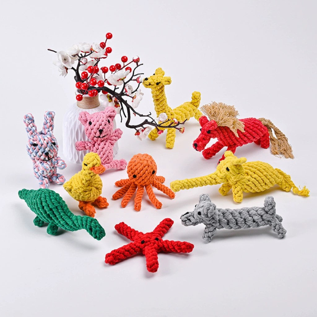 Animal Shaped Cotton Rope Dog Toy Collection