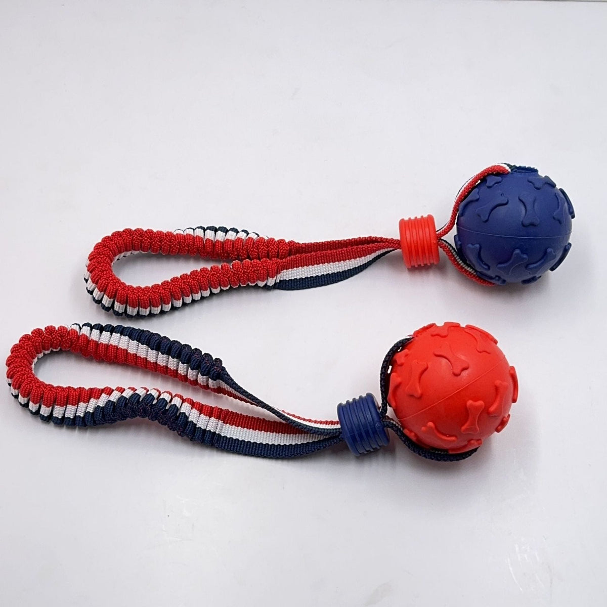 Rope Handle Rubber Ball Dog Tug Toy