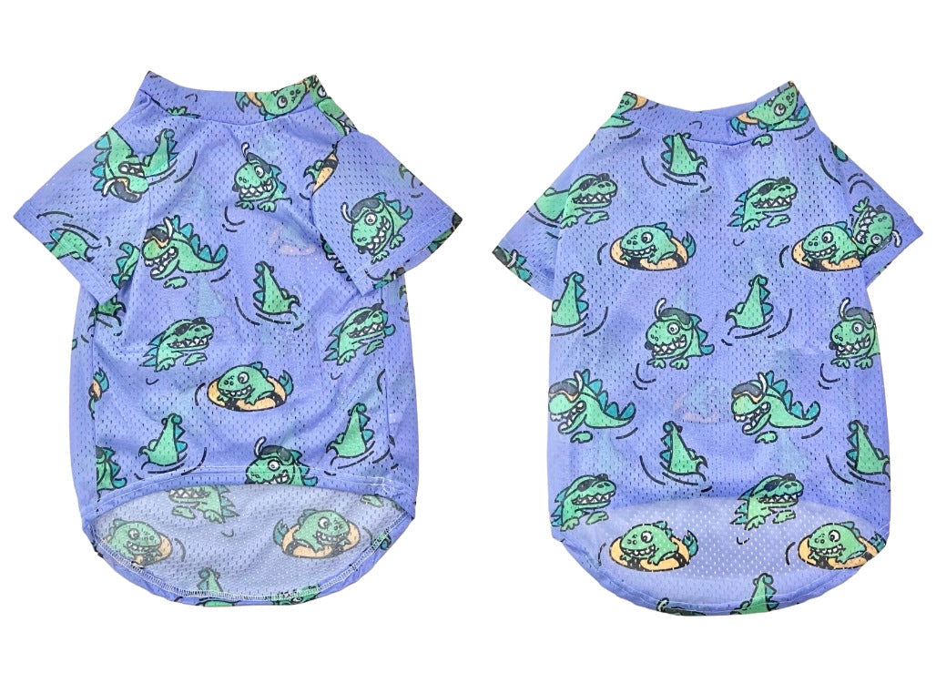 Large Dog Sun Shirt with Cartoon Prints
