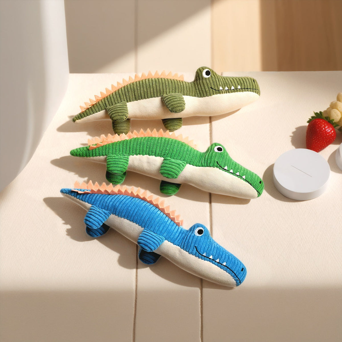 Corduroy Alligator Plush Squeaky Dog Toy