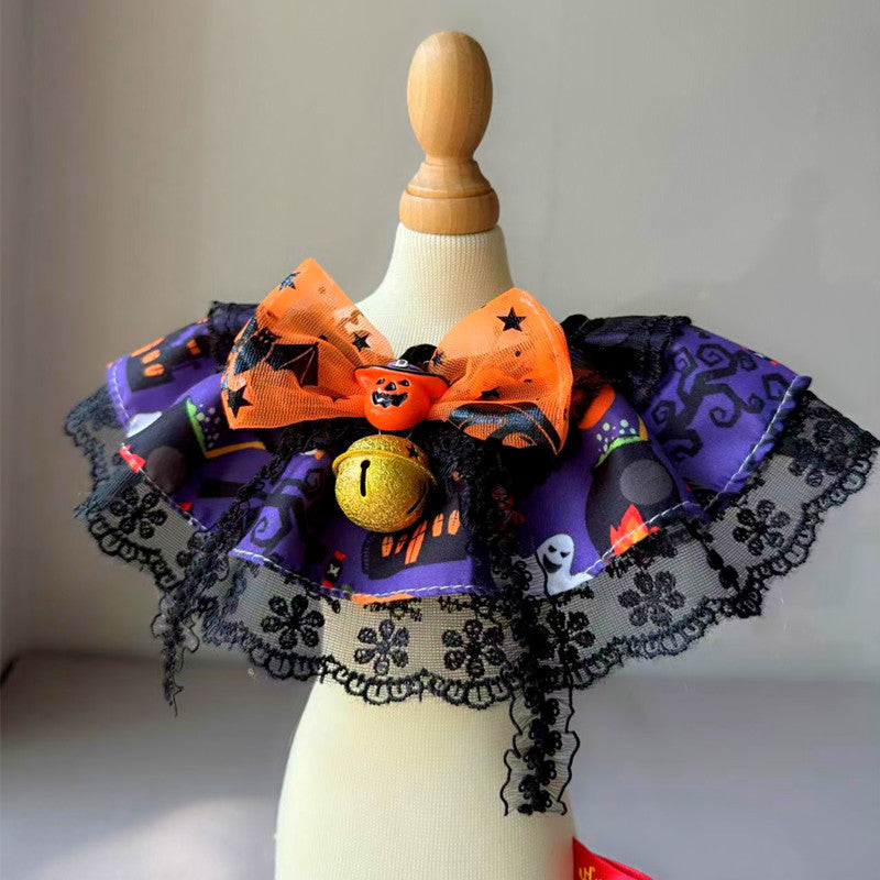 Halloween Lace Ruffle Pet Collar with Bell