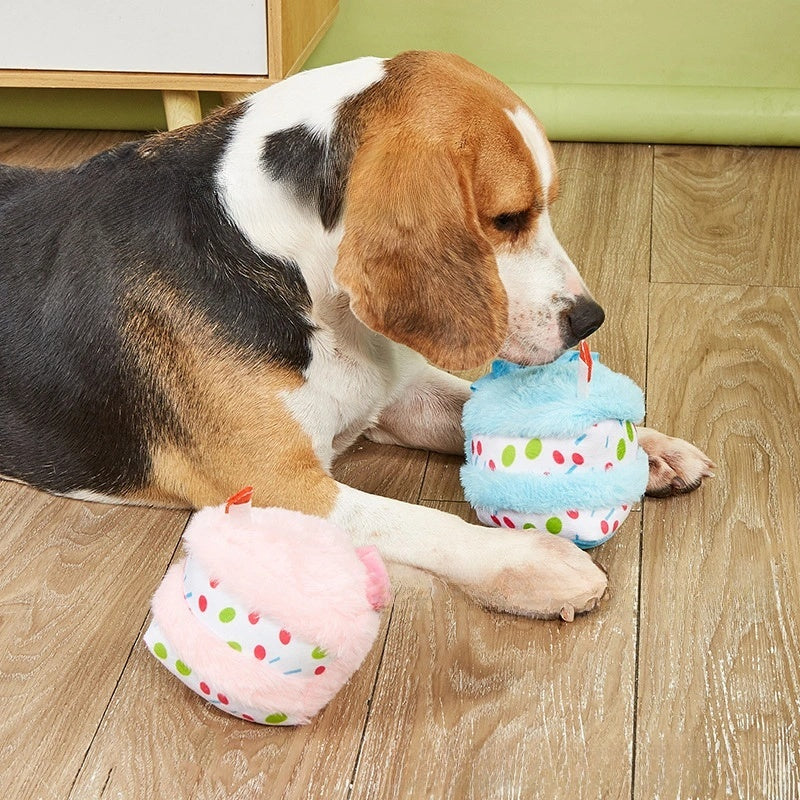 Birthday Cake Plush Squeaky Dog Toy