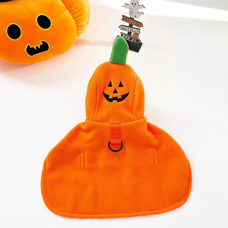 Pumpkin Hooded Dog Cape with Snap Buttons