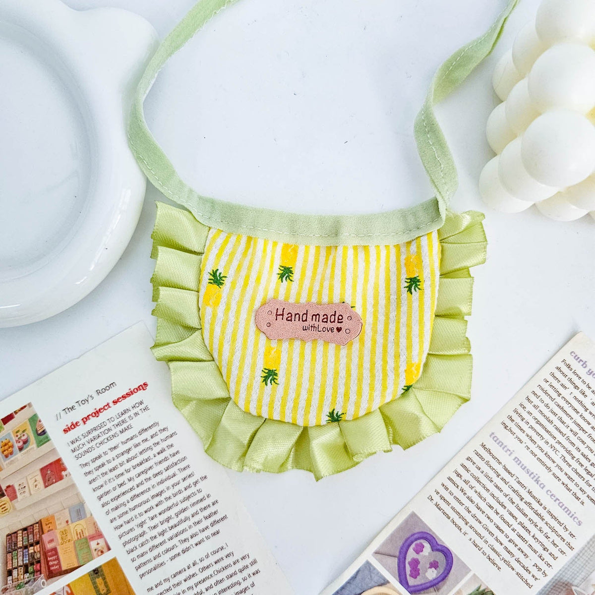 Ruffled Print Pet Bib with Neck Tie