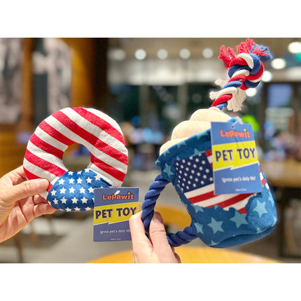Patriotic Donut or Drink Rope Dog Toy