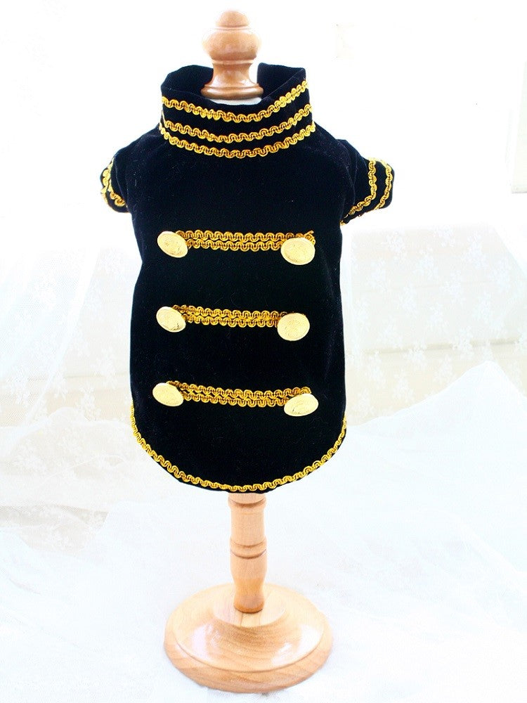 Black Velvet Dog Jacket with Gold Trim