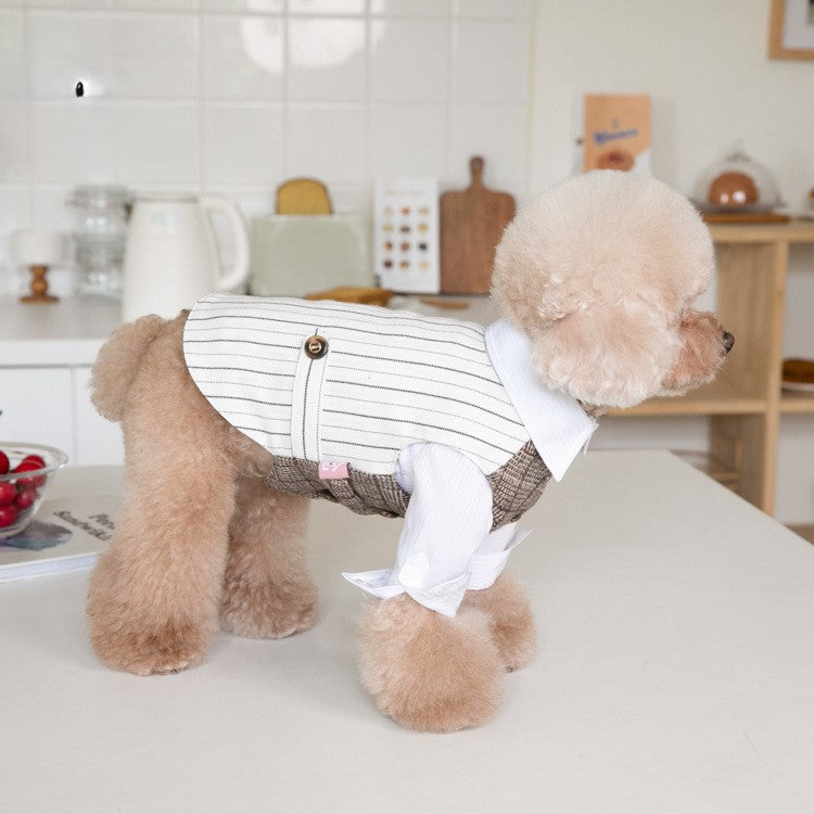 Brown Plaid Dog Suit Vest