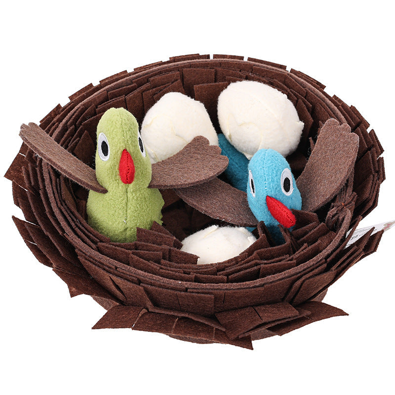 Bird Nest Treat Hiding Plush Dog Toy