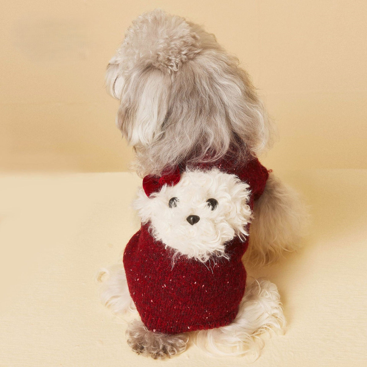 Wine Red Doggy Knit Sweater