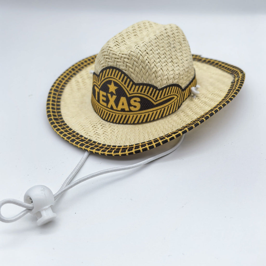Straw Pet Cowboy Hat with Chin Cord