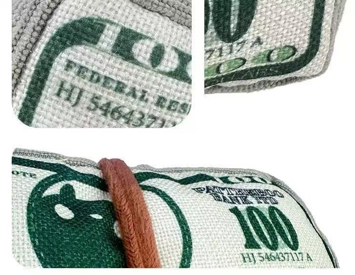 Play Money Roll Crinkle Dog Toy