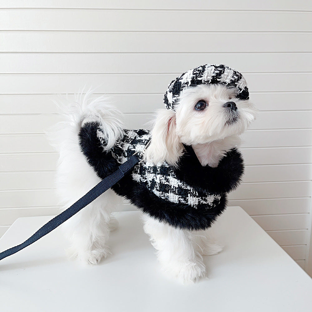 Houndstooth Dog Cape, Hat and Leash Set