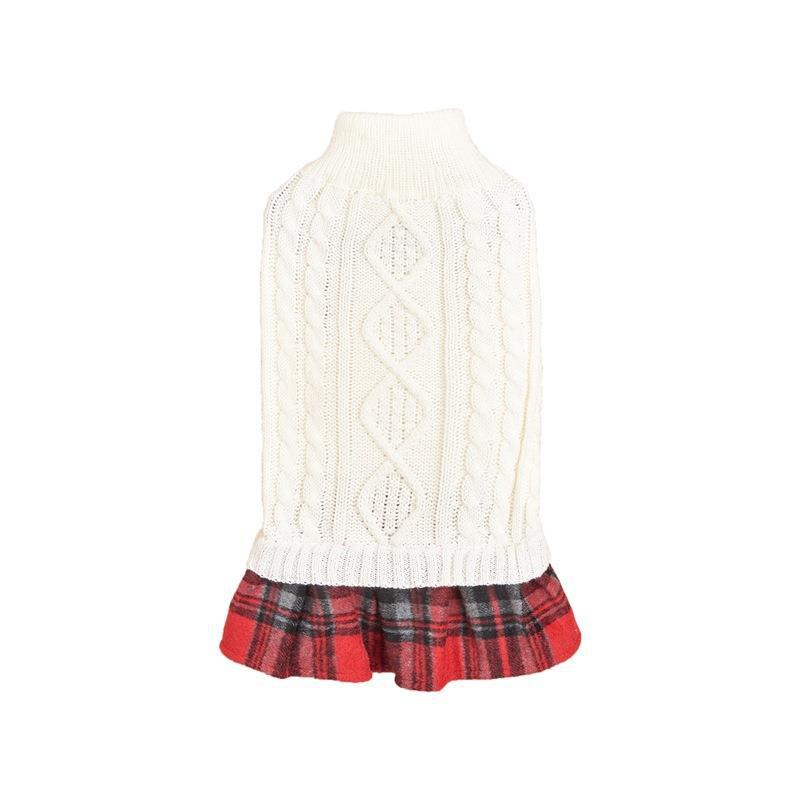 Plaid Skirt Knit Dog Sweater Dress