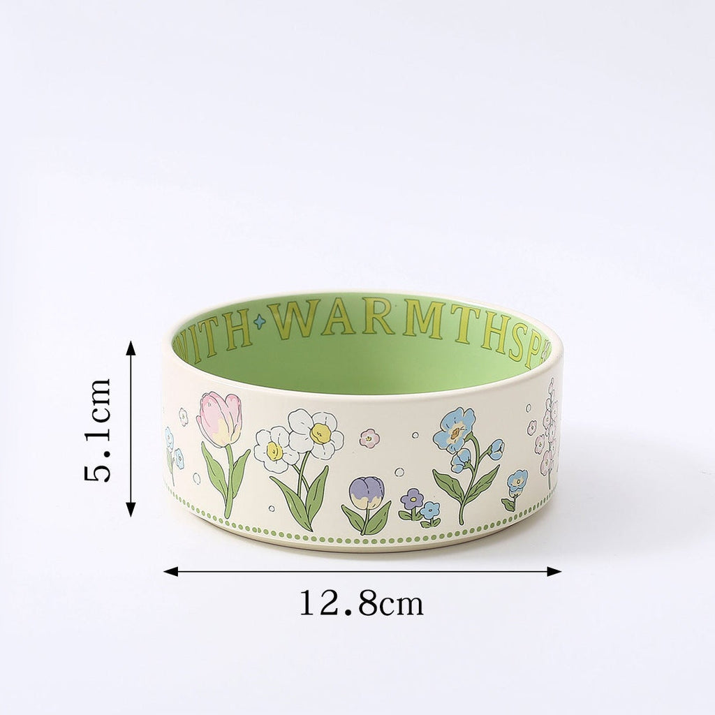 Floral Ceramic Pet Bowl - Two Sizes