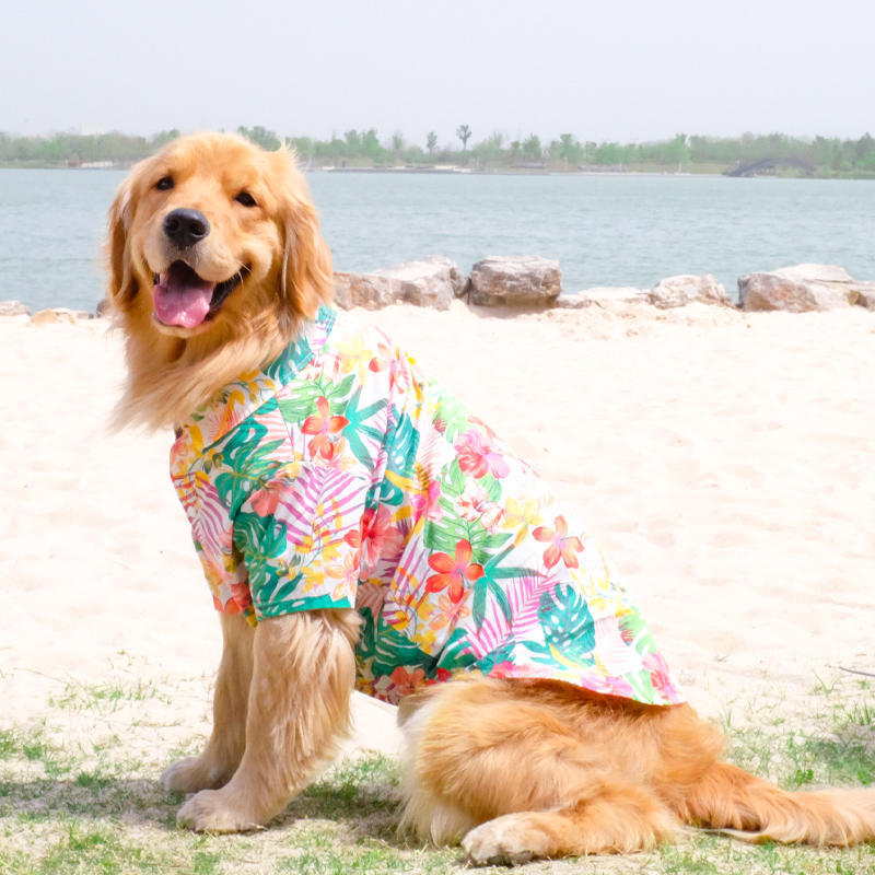 Tropical Hawaiian Dog Beach Shirt for Large Dogs