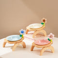 Flower Accent Elevated Ceramic Pet Bowl