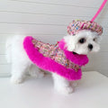 Hot Pink Tweed Dog Cape, Hat and Leash Set