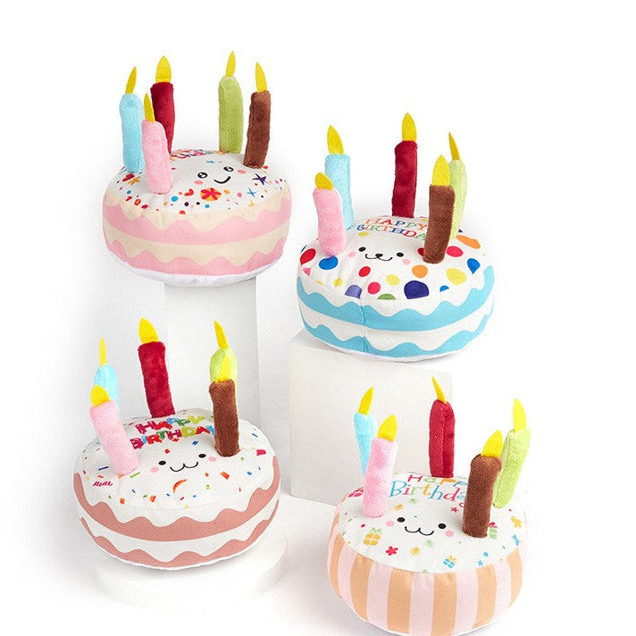 Candle Birthday Cake Plush Dog Toy