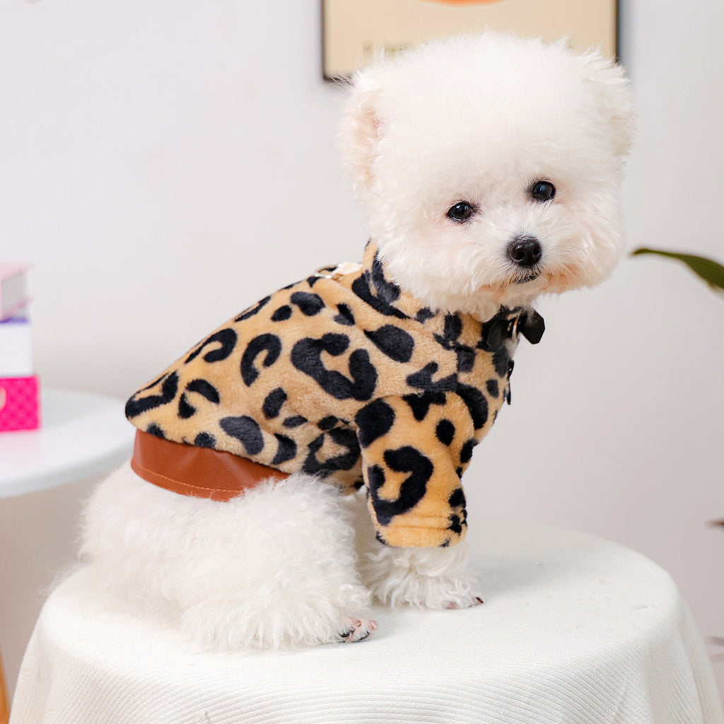 Leopard Plush Dog Jacket