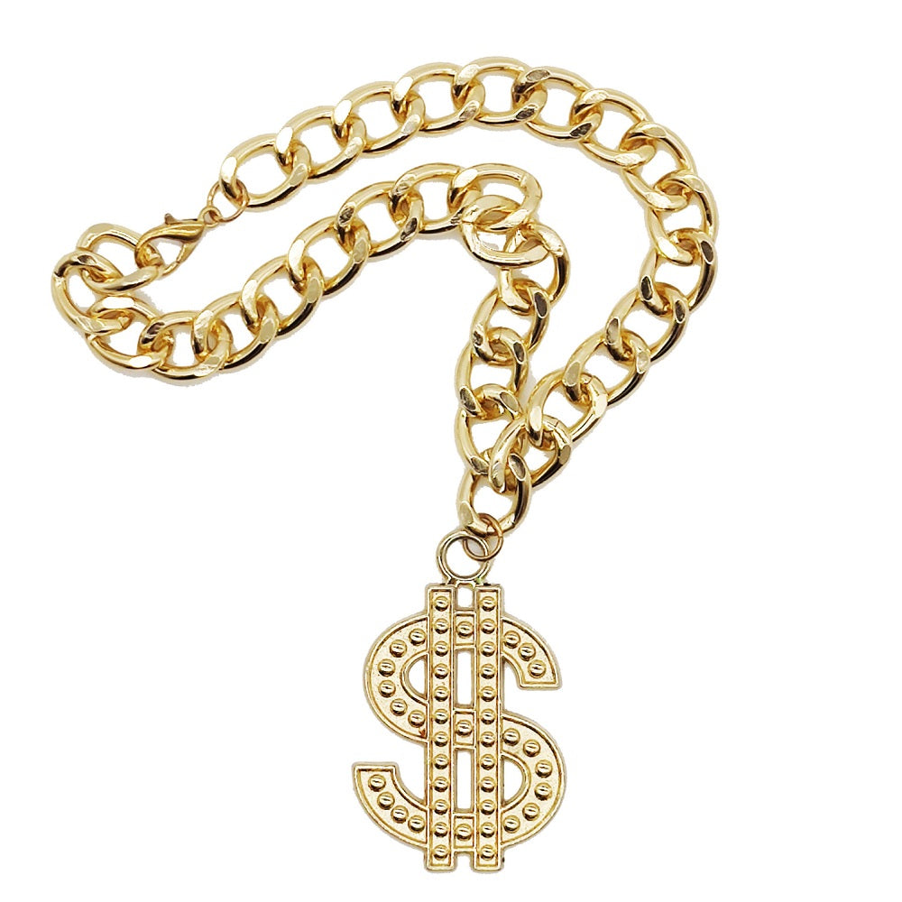 Gold-Tone Dollar Sign Dog Chain Necklace