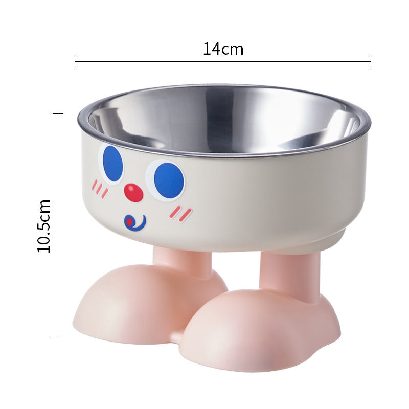 Smiley Face Elevated Stainless Steel Pet Bowl