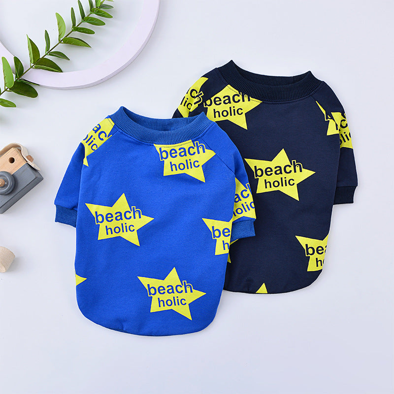 Star Print Dog Sweatshirt in Blue