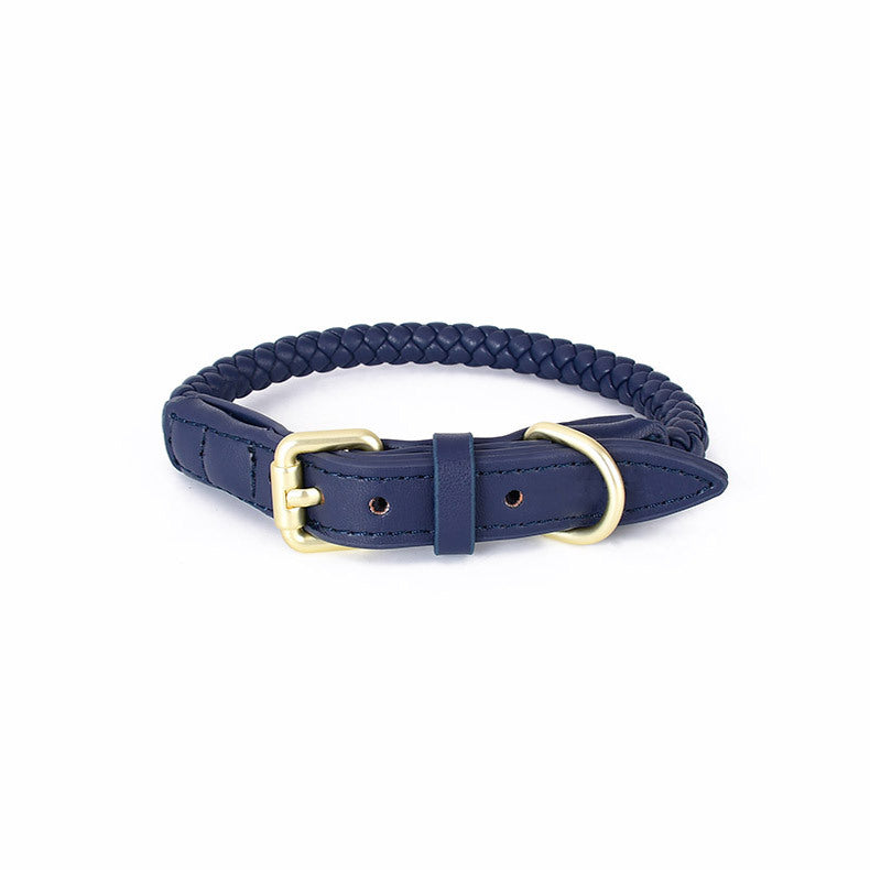 Boutique Braided Leather Dog Collar + Leash Set – Eco-Friendly, Durable, Stylish