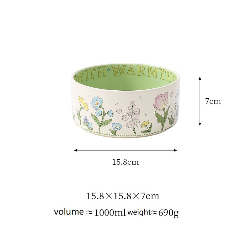 Floral Ceramic Pet Bowl - Two Sizes